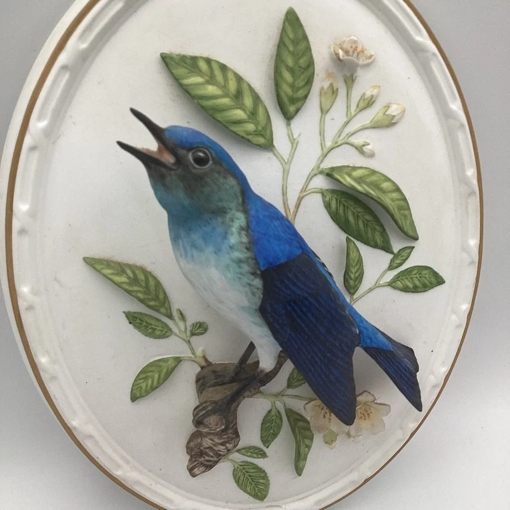 3D Franklin Porcelain The Mountain Bluebird Limited Edition Bone China VTG 1982